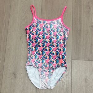 Ozone Kaleidoscope Leotard Adult Small Like New Pink Strappy Green White Multi